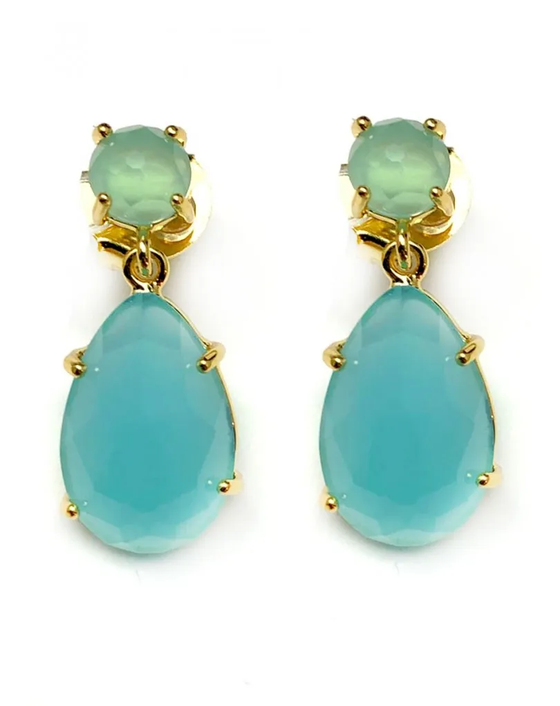 PENDIENTES MUJER ORO CHAPADO AGUA MARINA DE INVITADA PERFECTA